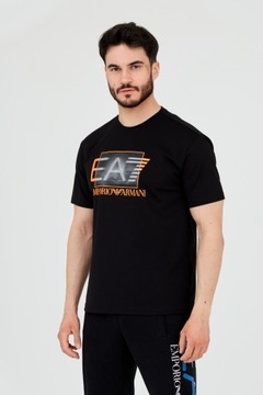 EA7 Czarny t-shirt z holograficznym logo S