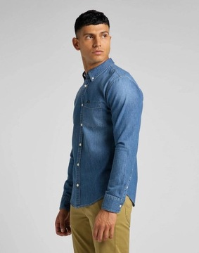 LEE BUTTON DOWN MĘSKA KOSZULA JEANSOWA LOGO M