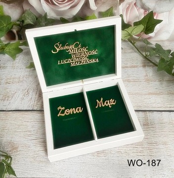 Pudełko na obrączki koperty wieszaki księga gości