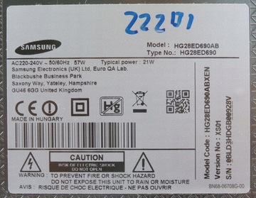 Samsung HG28ED690 28-дюймовый гостиничный светодиодный телевизор 16:9 DVBT2 — без подставки