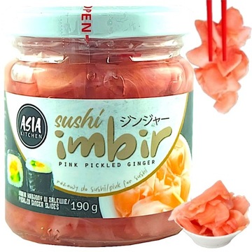 Imbir Do Sushi RÓŻOWY w Słoiczku Oczyszcza Smak Pink Pickled Ginger 190g