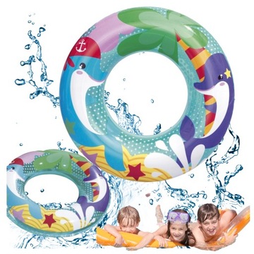 Koło dmuchane 51cm Delfiny Kółko pływackie BESTWAY