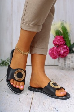 ЖЕНСКИЕ ЭЛЕГАНТНЫЕ ЧЕРНЫЕ ТАПОЧКИ НА ПЛОСКОЙ ПЛОСКОСТИ, МИЛЫЕ, ЛЕГКИЕ