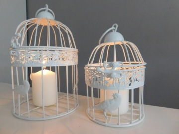 BIAŁA KLATKA DLA PTAKÓW PROWANSALSKA WIOSENNA DEKORACJA