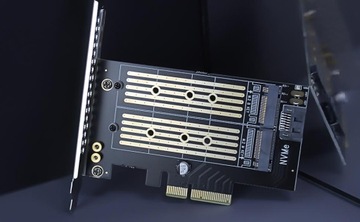 Адаптер «2 в 1» с M.2 на PCIe 4.0 X4 для одного твердотельного накопителя M.2 NVMe и одного твердотельного накопителя M.2 SATA