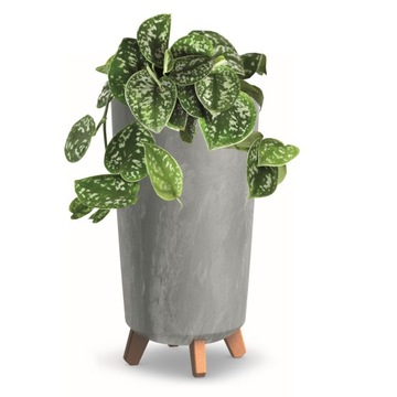 Donica wysoka okrągła 24cm imitacja beton szary