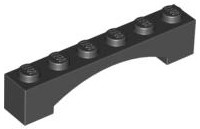LEGO 92950 łuk mostek arch 1x6 czarny 2szt.
