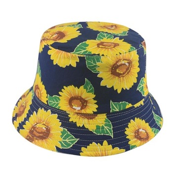 Bucket Hat Kapelusze z nadrukiem słonecznika Ming Blue
