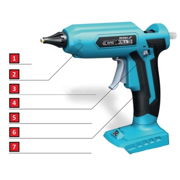 АККУМУЛЯТОРНЫЙ КЛЕВОЙ ПИСТОЛЕТ DED7052 + АККУМУЛЯТОР 4 Ач + LAD