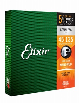 Басовые струны Elixir NanoWeb Steel 5str 45-135