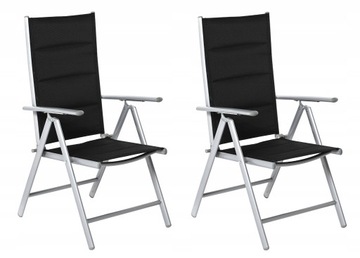 2 x krzesło ogrodowe regulowane aluminium tekstylina czarne
