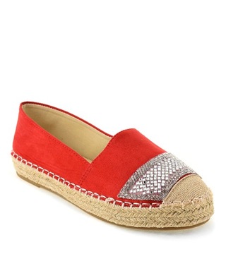 Czerwone zamszowe espadryle slip on trampki 180 37