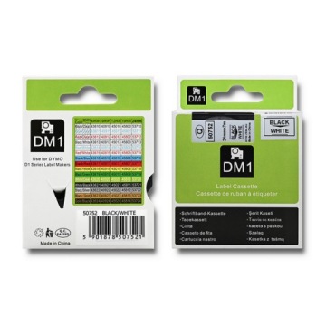 Лента для DYMO D1 53713,53718 24ммx7м белая/черная