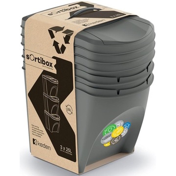 КОРЗИНА КОРЗИНЫ НАБОР ИЗ 3 КОРЗИН ДЛЯ СЕГРЕГАЦИИ МУСОРОВ