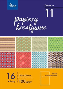 Tetis Papiery kreatywne 100g A4/16K zestaw 11