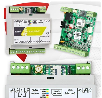 BasicGSM-D4M 2 Модуль ROPAM GSM SMS-уведомление E-MAIL GPRS, DIN, 8 входов