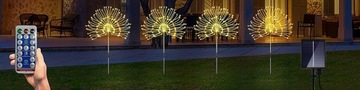 4x СОЛНЕЧНАЯ САДОВАЯ ЛАМПА Светодиодный фейерверк в форме одуванчика 480LED с дистанционным управлением