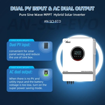 10 кВт солнечный инвертор 10200 Вт автономный гибридный гибрид 48 В двойной 2 x MPPT