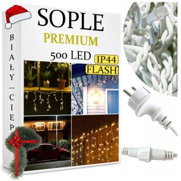 SOPLE FLASH 500 LED BIAŁE CIEPŁE ZEWNĘTRZNE STAŁE LAMPKI KURTYNA POD DACH