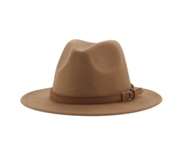 KOBIECY KAPELUSZ KLASYCZNY FEDORA OKRĄGŁY 59-61 cm