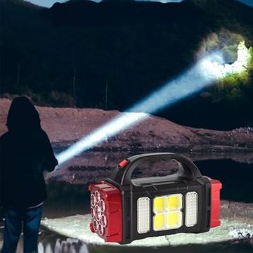 MOCNA LATARKA SOLARNA AKUMULATOROWA LAMPA LED COB