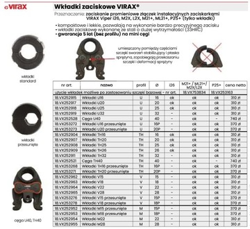 ЗАЖИМНАЯ ВСТАВКА VIRAX ПРОФИЛЬ U16 VIPER