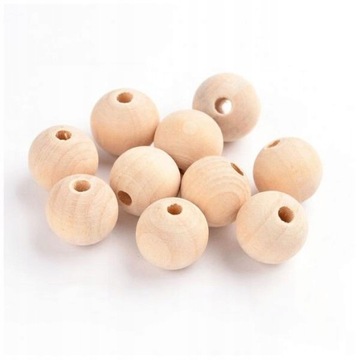 3x50 . Naturalne okrągłe drewniane koraliki w