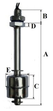 Поплавковый датчик уровня жидкости, металл, 200 мм