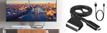 KABEL ADAPTER KONWERTER z EURO HDMI do SCART 1080p PRZEJŚCIÓWKA TELEWIZOR