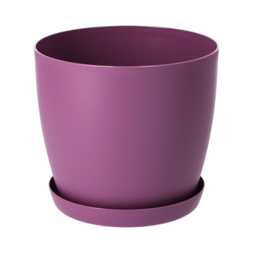 DONICZKA OSŁONKA DONICA 12cm NA KWIATY MATOWA FIOLET PLASTIKOWA PODSTAWKA
