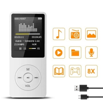 MP3-ПЛЕЕР МУЗЫКАЛЬНЫЙ ПЛЕЕР, FM-РАДИО ДИКТОФОН ЭЛЕКТРОННАЯ КНИГА 16 ГБ + НАУШНИКИ