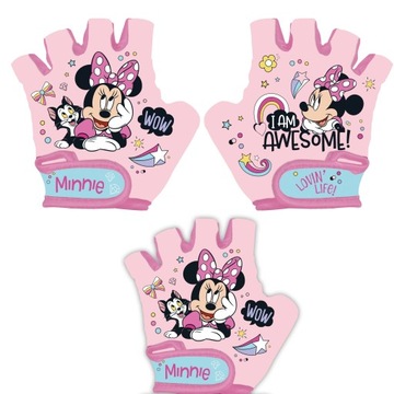 RĘKAWICZKI ROWEROWE, NA ROLKI OCHRONIACZE DZIECIĘCE MYSZKA MINNIE 3-8