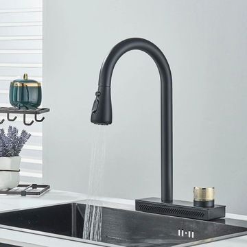 Смеситель для кухни Caterina с водопадом и гибким изливом Черный