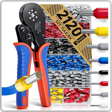 ZACISKARKA PRASKA TULEJEK KABLI SZEŚCIOKĄTNA 0,08 - 16mm + 2120 TULEJKI