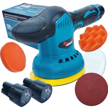 АККУМУЛЯТОРНАЯ ЭКСЦЕНТРИЧЕСКАЯ ПОЛИРОВАЛЬНАЯ МАШИНА +2 аккумулятора 2,0 Ач 12 В 13000 об/мин