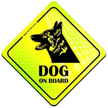 MAGNES ODBLASK DOG ON BOARD PIES NA POKŁADZIE NEON