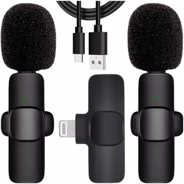 2 Беспроводные микрофоны iPhone 14/13/12/x Микрофон Tie