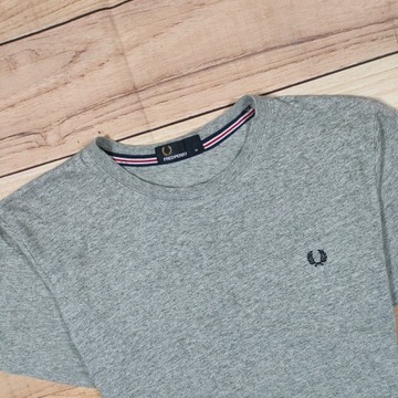 FRED PERRY Koszulka T-Shirt Szara Męska Logowana r. M