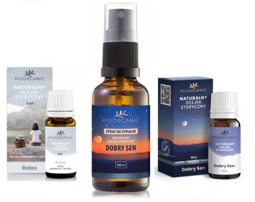 NATURALNY ETERYCZNY 100%ZESTAW OLEJKI I SPRAY DOBRY SEN RELAKS Aromaterapia