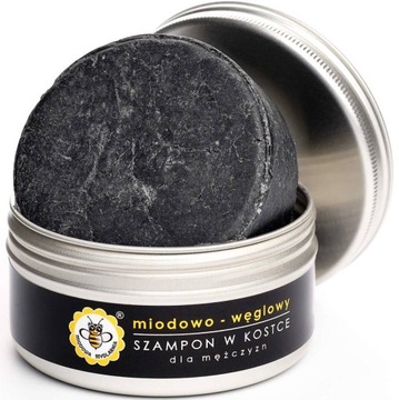Miodowa Mydlarnia Szampon Do włosów w Kostce MIODOWO - WĘGLOWY 70g