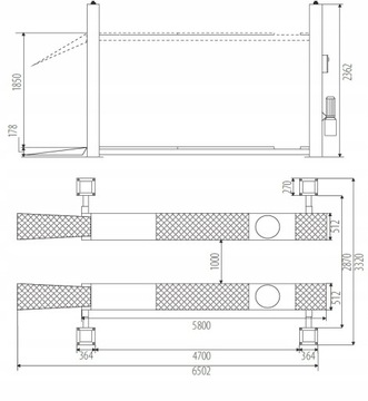 Четырехколонный подъемник 6,4 т для геометрии PO640.