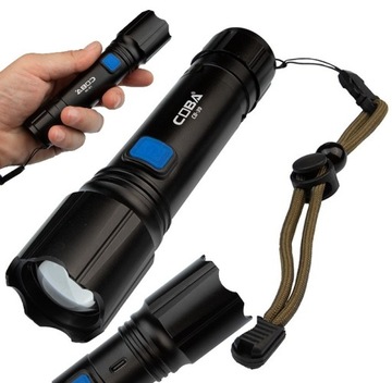 Latarka wojskowa taktyczna COBA LED ZOOM XHP50 18650 5 trybów USB L116