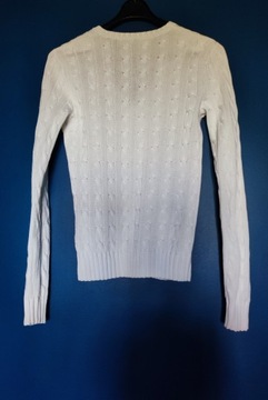 Ralph Lauren Sport bawełniany biały sweterek warkocz