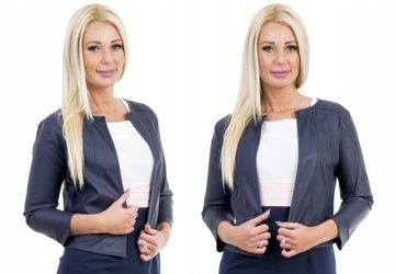 DAMSKIE BOLERKO ŻAKIET EKO SKÓRA GRANATOWE r.40