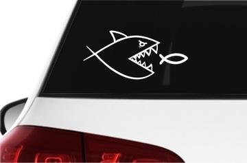 Наклейка на окно автомобиля Акула-рыба-христианская рыба *Цвета *16см