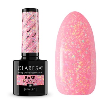 CLARESA BASE POWER BAZA HYBRYDOWA 19 RÓŻ Z DROBINKAMI HOLO 5G