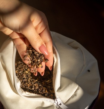 Валик для йоги с подкладкой из гречневой лузги 70х20 хлопок - натуральный хлопок