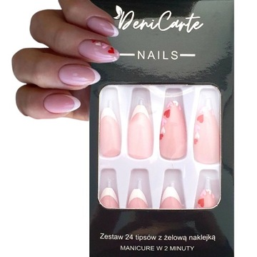 Искусственные ногти Tipsy Almond Classic French Self -Adhesive Gel 24 ПК