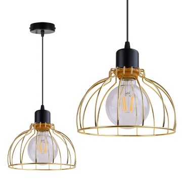 LAMPA WISZĄCA SUFITOWA ŻYRANDOL ZŁOTA DRUCIAK LOFT
