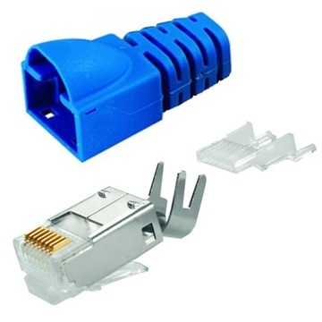 Wtyk RJ45 6 6A FTP odgiętka niebieska Telegartner